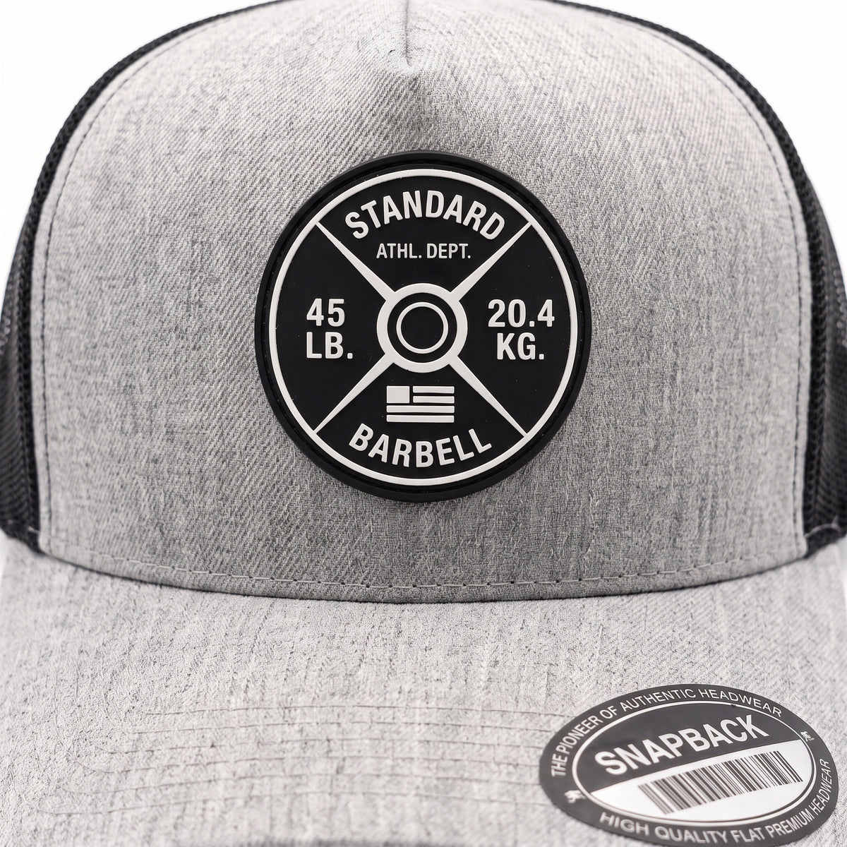 GYMISH Weightplate Gym Hat for Men, Weight Plate Patch Snapback, 6 Panel Laser Vented Workout Cap