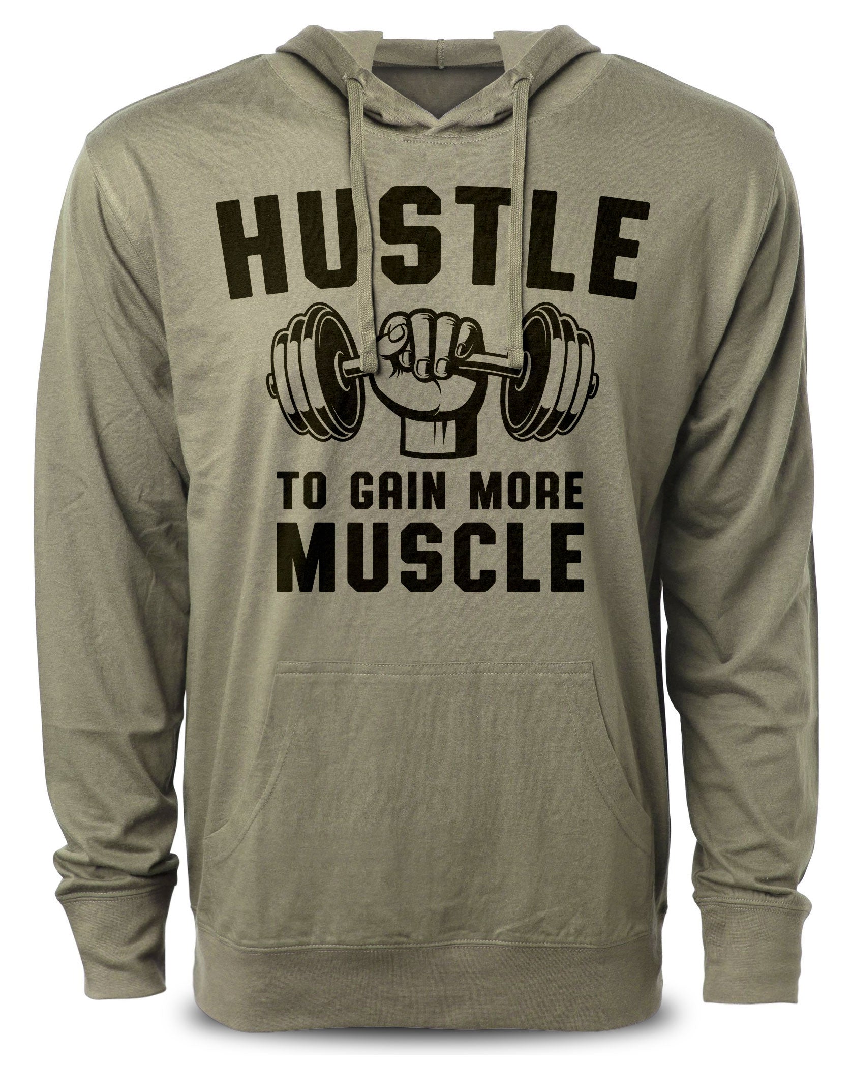 Hustle To Gain More Muscle Funny Workout Hoodie for Men – Gymish