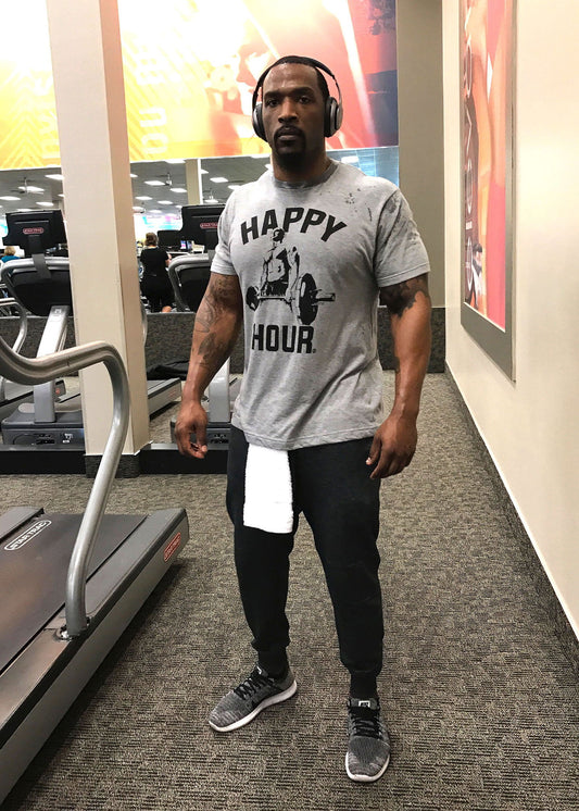 002. Happy Hour Workout T-Shirt - Gymish - - #Gym Shirts# - - #Workout T-Shirts#