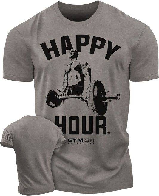 002. Happy Hour Workout T-Shirt - Gymish - - #Gym Shirts# - - #Workout T-Shirts#