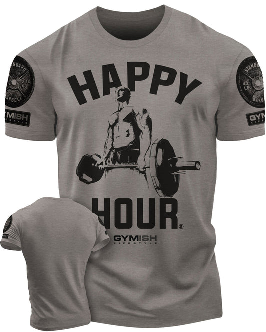 002. Happy Hour Workout T-Shirt - Gymish - - #Gym Shirts# - - #Workout T-Shirts#