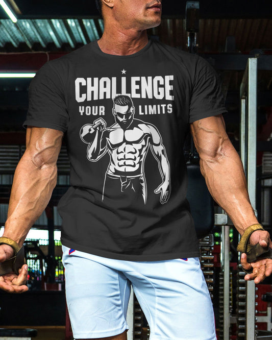 006. Challenge Your Limits Workout T-Shirt - Gymish - - #Gym Shirts# - - #Workout T-Shirts#