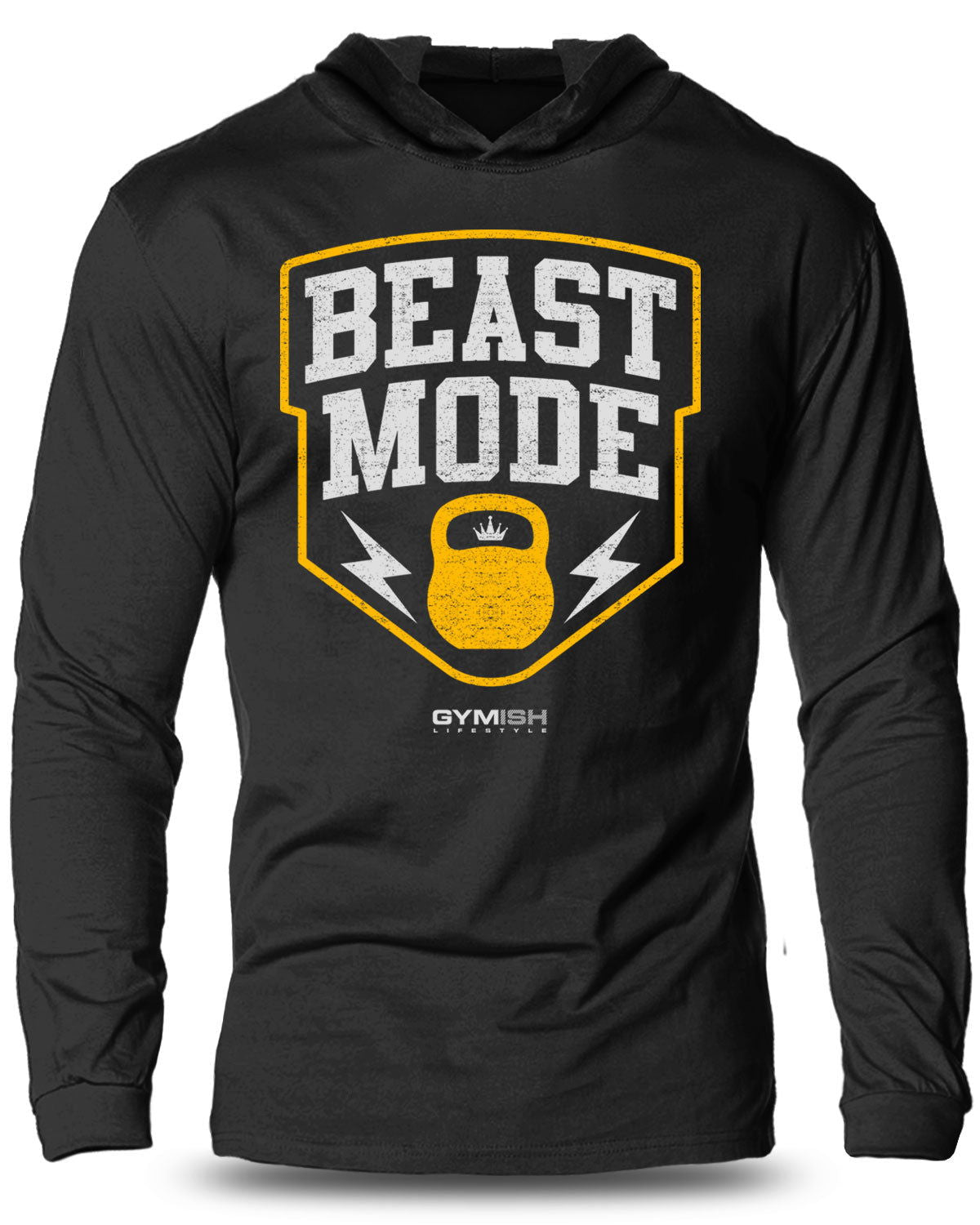 007-Beast Mode Lightweight Long Sleeve Hooded T-shirt for Men - Gymish - - #Gym Shirts# - - #Workout T-Shirts#