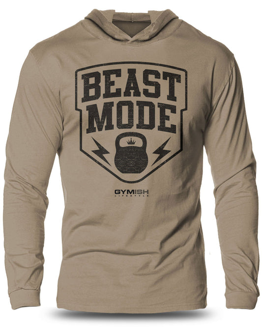 007-Beast Mode Lightweight Long Sleeve Hooded T-shirt for Men - Gymish - - #Gym Shirts# - - #Workout T-Shirts#
