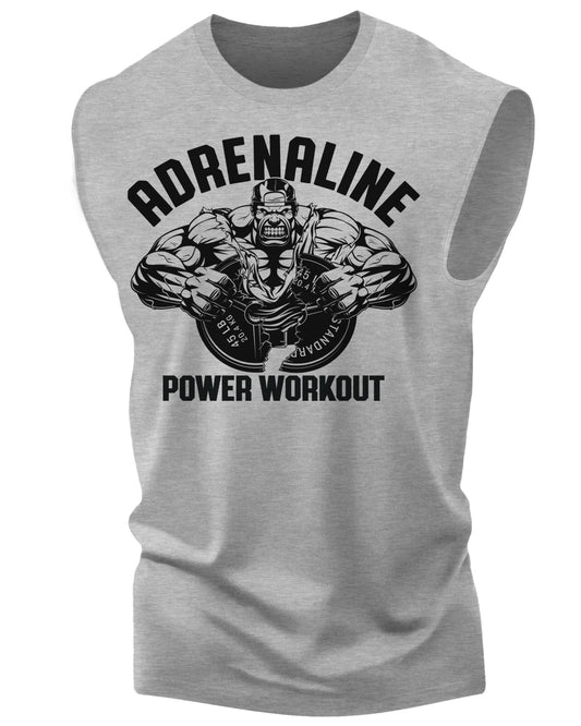 020. Adrenaline Power Workout Muscle Tank Top for Men Heather Grey T-Shirt GYMISH LIFESTYLE