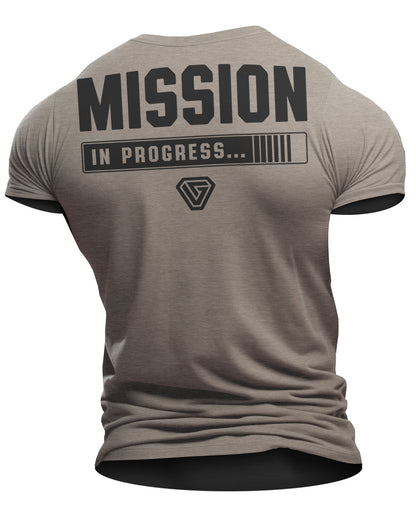 099. Mission In Progress Back Design Workout T-Shirt for Men