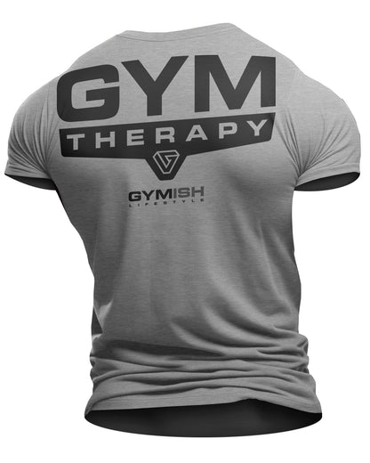 098. Gym Therapy Back Design Funny Workout Gym T-Shirt for Men T-Shirt Heather Grey T-Shirt GYMISH LIFESTYLE