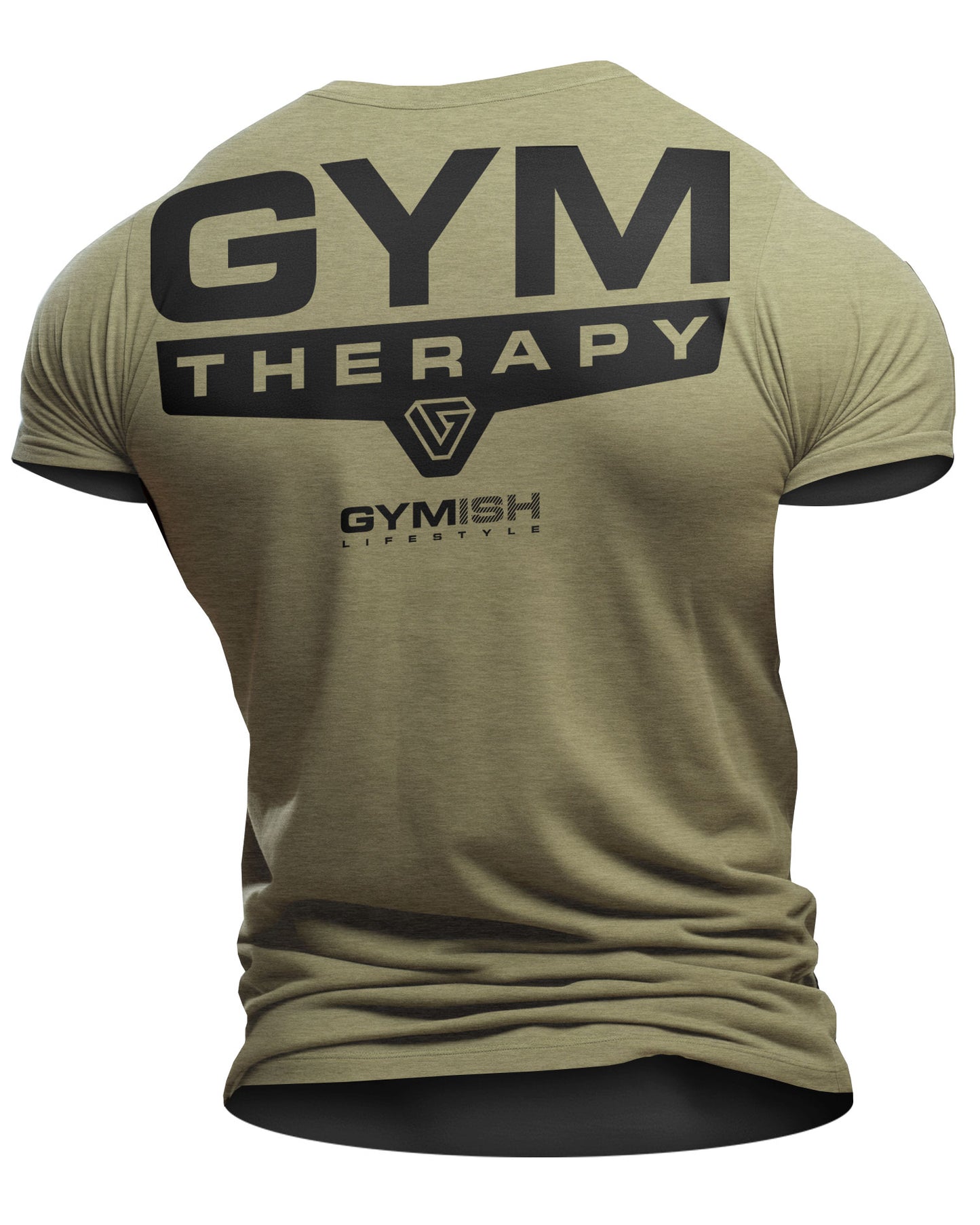 098. Gym Therapy Back Design Funny Workout Gym T-Shirt for Men T-Shirt Military Green T-Shirt GYMISH LIFESTYLE