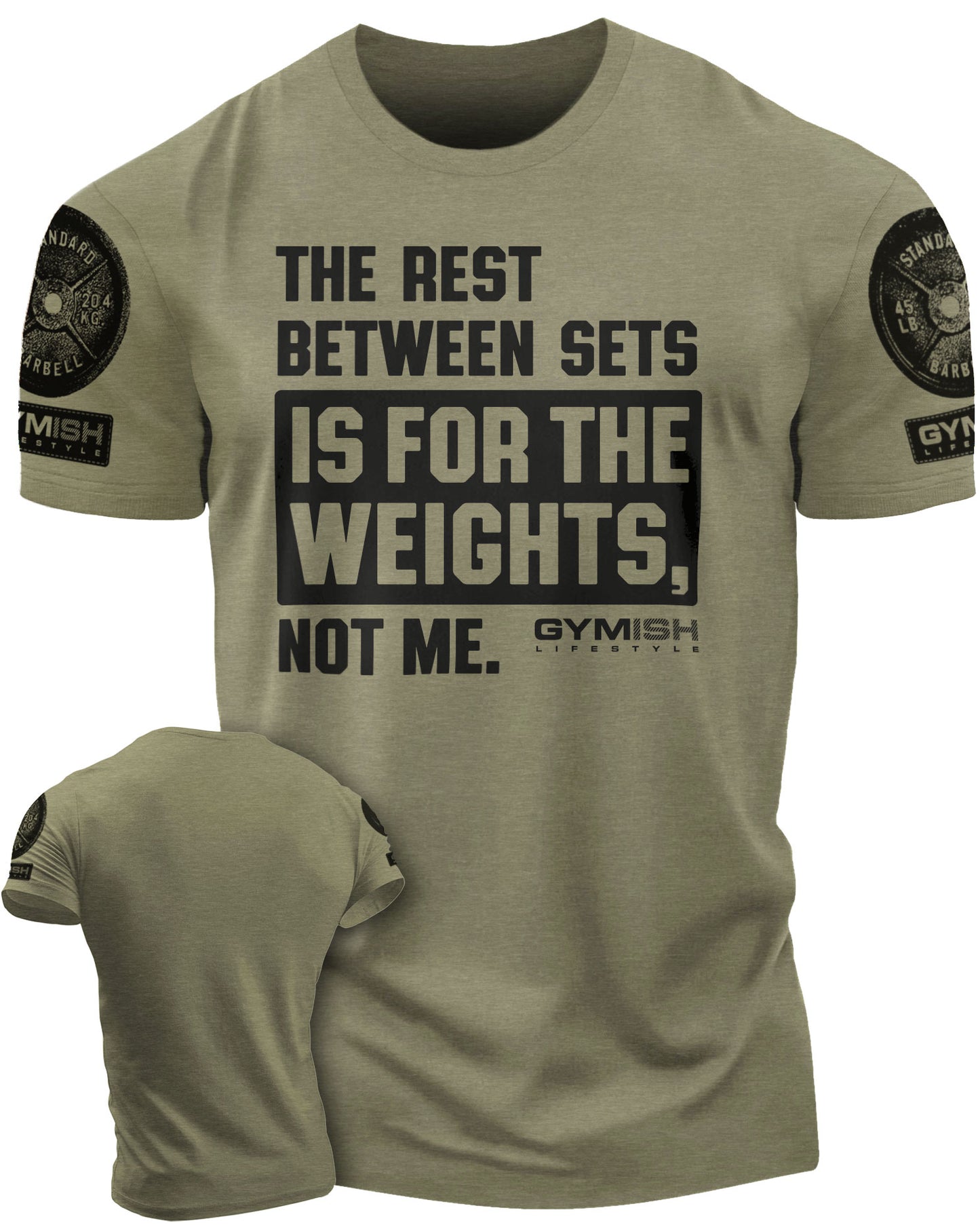 109. Rest Between Sets Funny Motivational Workout Gym T-Shirt for Men T-Shirt Military with Sleeve Logo T-Shirt GYMISH LIFESTYLE