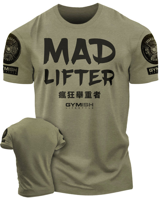 123. Mad Lifter Funny Motivational Workout Gym T-Shirt for Men T-Shirt Military with Sleeve Logo T-Shirt GYMISH LIFESTYLE