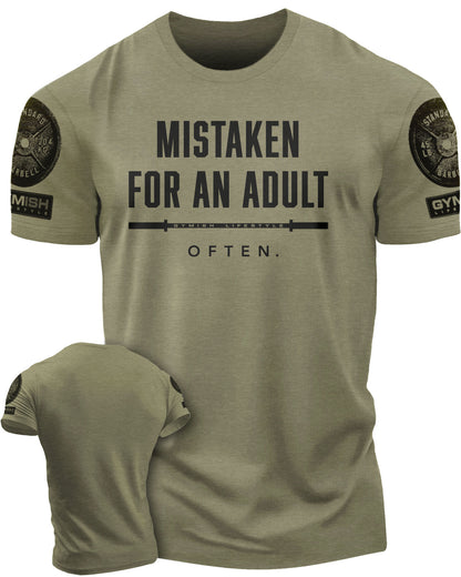 156. Mistaken Funny Motivational Workout Gym T-Shirt for Men T-Shirt Military with Sleeve Logo T-Shirt GYMISH LIFESTYLE