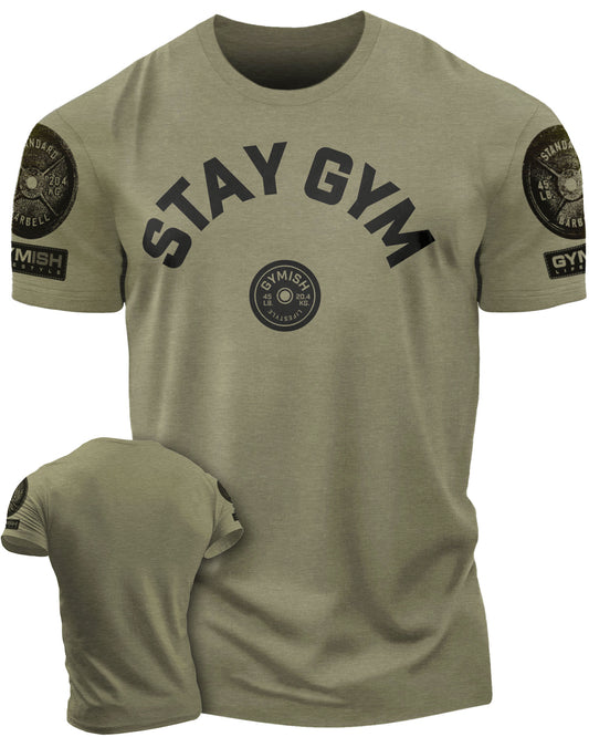 130. Stay Gym Funny Motivational Workout Gym T-Shirt for Men T-Shirt Military with Sleeve Logo T-Shirt GYMISH LIFESTYLE