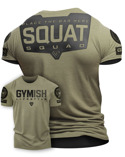 094- Squat Squad Rubber Back Design Gym Shirt for men