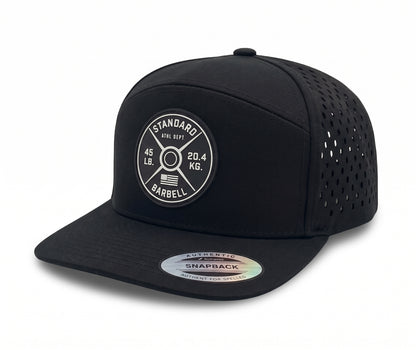 GYMISH Weightplate Gym Hat for Men, Weight Plate Patch Snapback, 6 Panel Laser Vented Workout Cap
