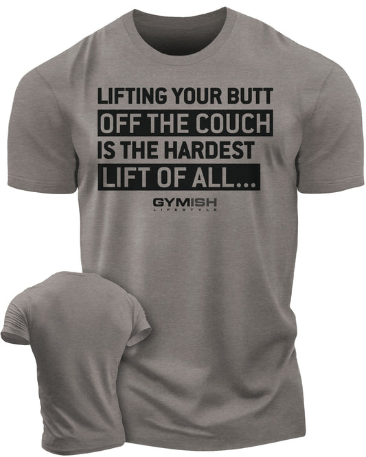 081. Hardest Lift Weightlifting Workout Gym T-Shirt for Men T-Shirt Warm Grey T-Shirt GYMISH LIFESTYLE