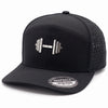 GYMISH Dumbbell Gym Hat for Men, Weight Plate Patch Snapback, 6 Panel Laser Vented Workout Cap
