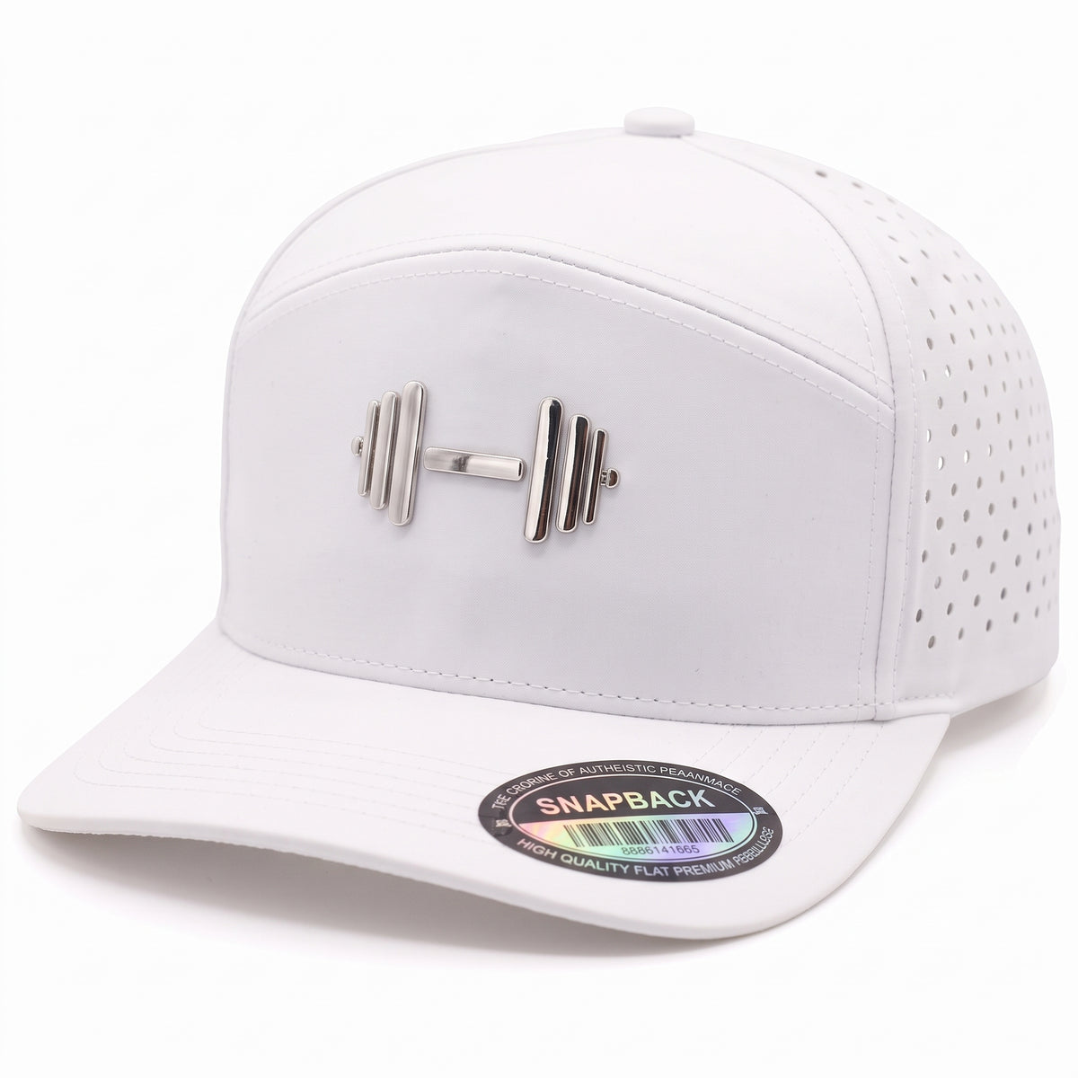 GYMISH Dumbbell Gym Hat for Men, Weight Plate Patch Snapback, 6 Panel Laser Vented Workout Cap