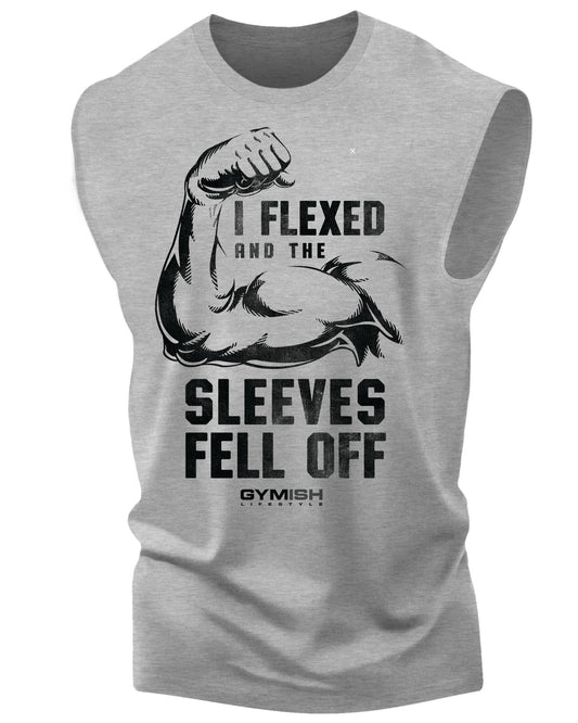 015. I Flexed Funny Workout Muscle Tank Top for Men Heather Grey T-Shirt GYMISH LIFESTYLE