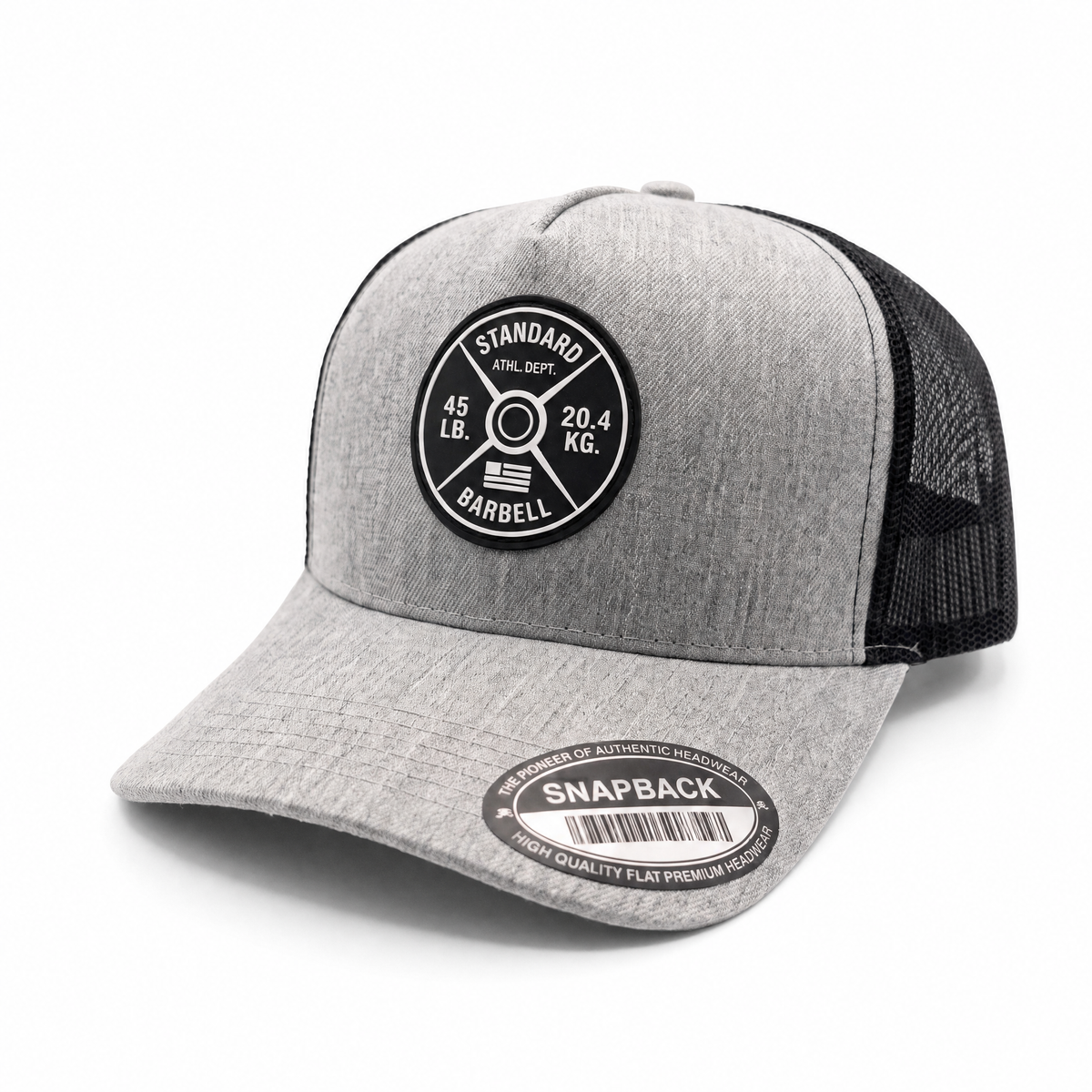 GYMISH Weightplate Gym Hat for Men, Weight Plate Patch Snapback, 6 Panel Laser Vented Workout Cap