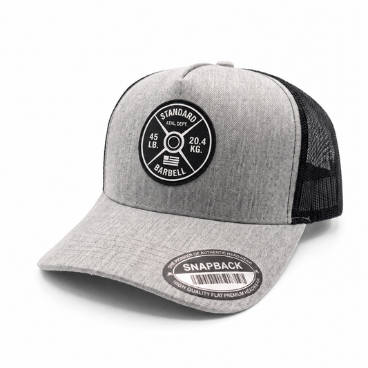 GYMISH Weightplate Gym Hat for Men, Weight Plate Patch Snapback, 6 Panel Laser Vented Workout Cap