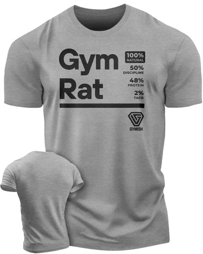 105. Gym Rat Funny Workout T-Shirt for Men T-Shirt Heather Grey T-Shirt GYMISH LIFESTYLE