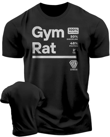 105. Gym Rat Funny Workout T-Shirt for Men T-Shirt Silver On Black T-Shirt GYMISH LIFESTYLE