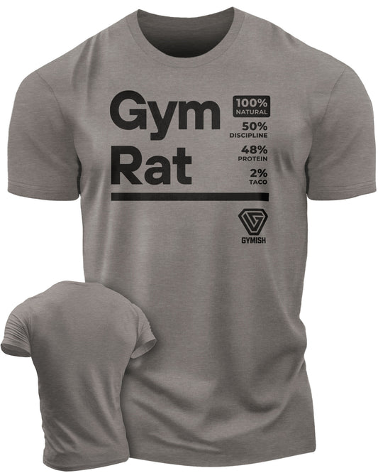 105. Gym Rat Funny Workout T-Shirt for Men T-Shirt Warm Grey T-Shirt GYMISH LIFESTYLE