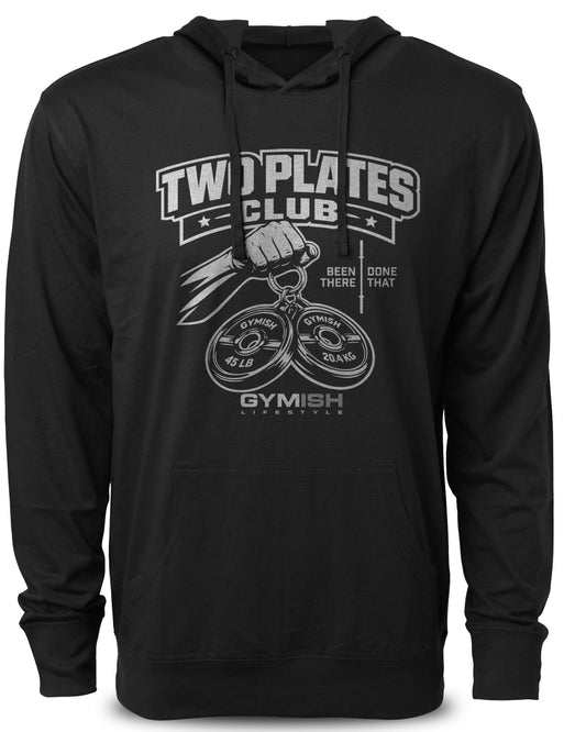 153. Two Plates Funny Workout Gym Hoodie for Men Hoodie Silver On Black Hoodie T-Shirt GYMISH LIFESTYLE
