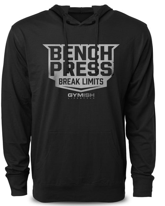 025. Bench Press Funny Workout Gym Hoodie for Men Hoodie Silver On Black Hoodie T-Shirt GYMISH LIFESTYLE