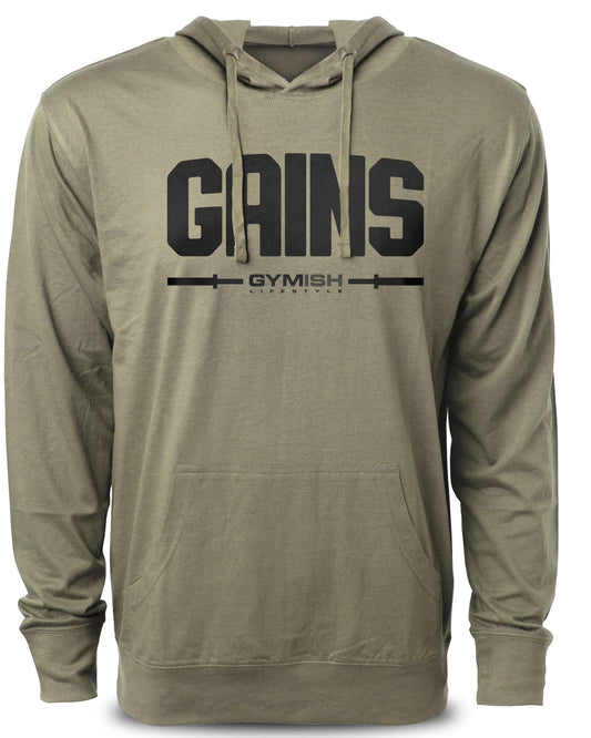 135. Gains Funny Workout Gym Hoodie for Men Hoodie Military Hoodie T-Shirt GYMISH LIFESTYLE