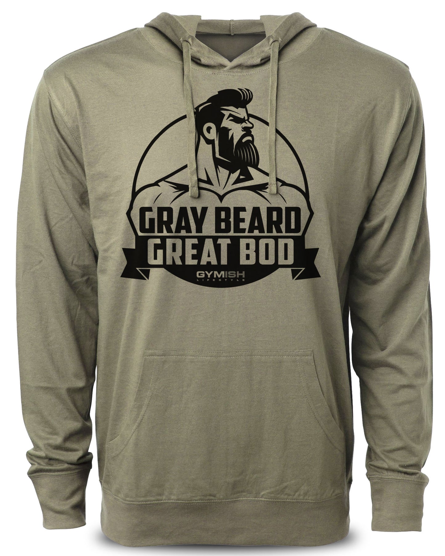 Gymish Lifestyle Gray Beard Great Bod Workout Muscle Fit Hoodie