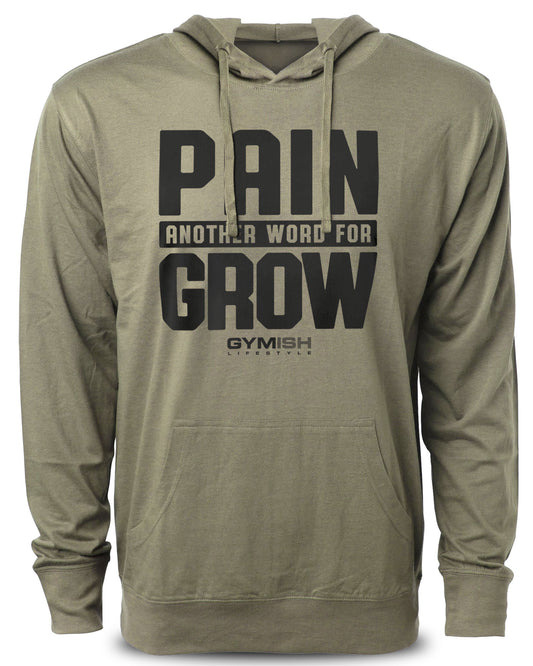 126. Pain for Grow Funny Workout Hoodie for Men Hoodie Military T-Shirt GYMISH LIFESTYLE
