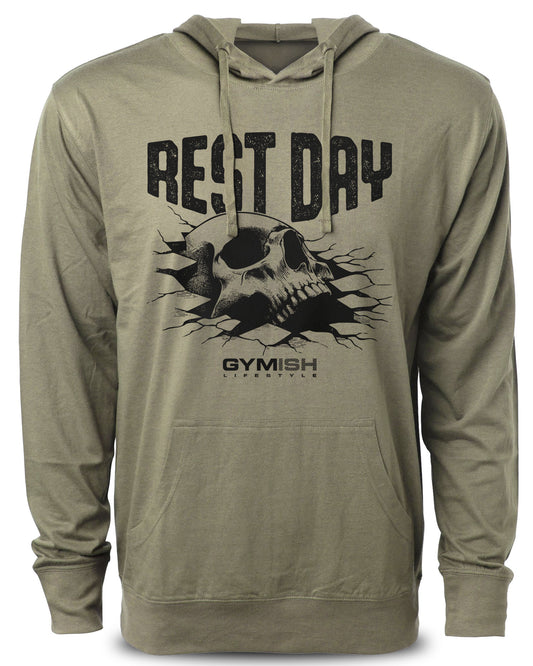 124. Rest Day Funny Workout Hoodie for Men Hoodie Military T-Shirt GYMISH LIFESTYLE