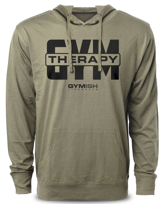 129. Gym Therapy V2 Funny Workout Hoodie for Men Hoodie Military Hoodie T-Shirt GYMISH LIFESTYLE