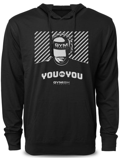 151. You vs You Funny Workout Gym Hoodie for Men Hoodie Silver On Black Hoodie T-Shirt GYMISH LIFESTYLE