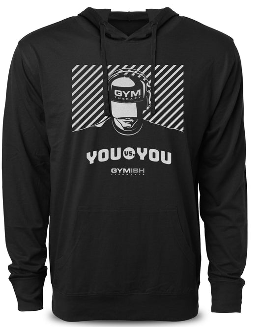 151. You vs You Funny Workout Gym Hoodie for Men Hoodie Silver On Black Hoodie T-Shirt GYMISH LIFESTYLE