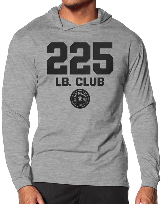 152. 225 Club Lightweight Long Sleeve Hooded T-shirt for Men Sport Grey Hoodie T-Shirt GYMISH LIFESTYLE