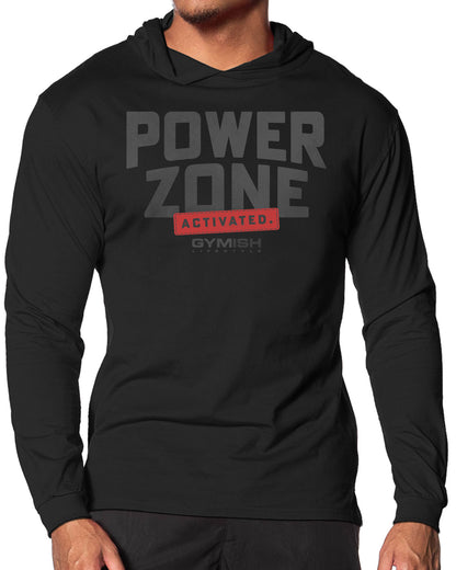 150. Activated Lightweight Long Sleeve Hooded T-shirt for Men Black Hoodie T-Shirt GYMISH LIFESTYLE