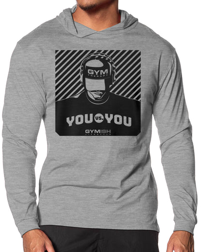 151. You vs You Lightweight Long Sleeve Hooded T-shirt for Men Sport Grey Hoodie T-Shirt GYMISH LIFESTYLE