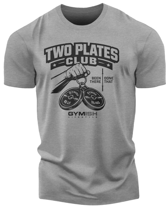 153. Two Plates Funny Motivational Workout Gym T-Shirt for Men T-Shirt Heather Grey T-Shirt GYMISH LIFESTYLE