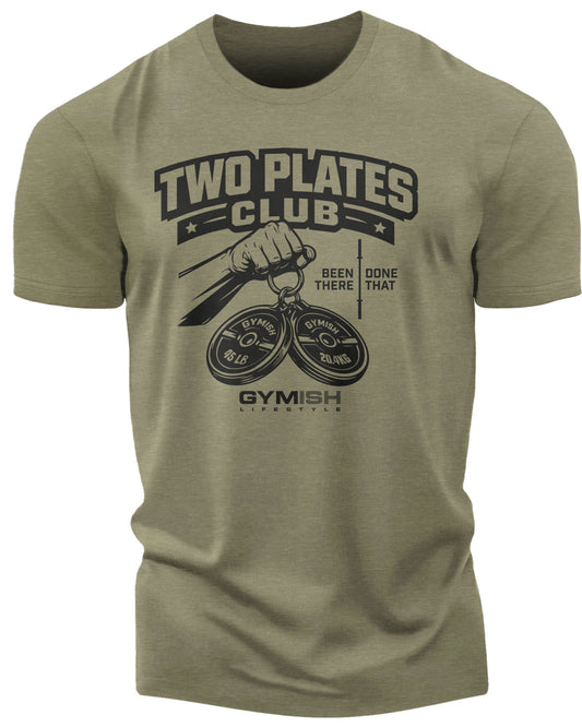 153. Two Plates Funny Motivational Workout Gym T-Shirt for Men T-Shirt Military Green T-Shirt GYMISH LIFESTYLE