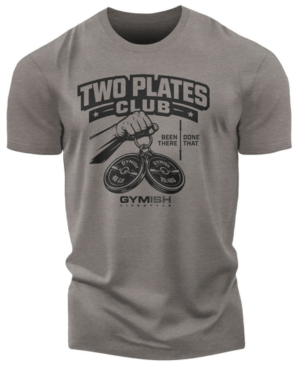 153. Two Plates Funny Motivational Workout Gym T-Shirt for Men T-Shirt Warm Grey T-Shirt GYMISH LIFESTYLE