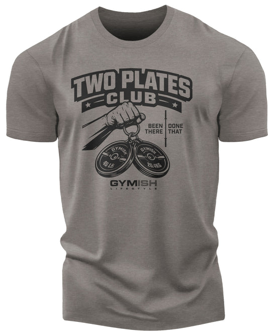 153. Two Plates Funny Motivational Workout Gym T-Shirt for Men T-Shirt Warm Grey T-Shirt GYMISH LIFESTYLE