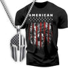 Gift Set for Men American Shield Workout Gym Shirt with Spartan Warrior Pendant