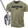 Gift Set for Men American Funny Workout Gym T-Shirt with Spartan Warrior Pendant