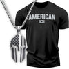 Gift Set for Men American Funny Workout Gym T-Shirt with Spartan Warrior Pendant