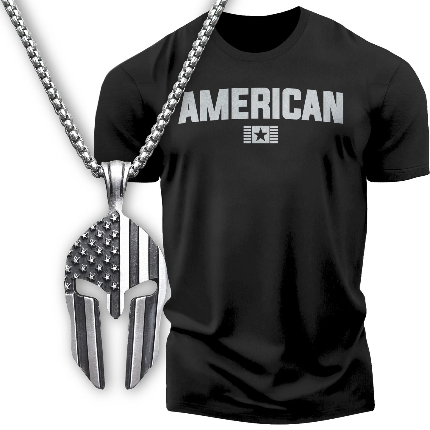 Gift Set for Men American Funny Workout Gym T-Shirt with Spartan Warrior Pendant T-Shirt GYMISH LIFESTYLE
