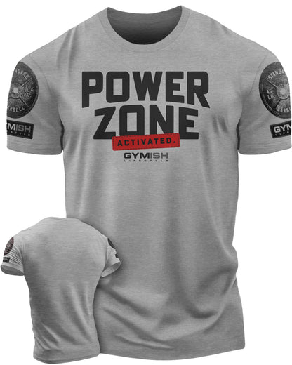 150. Activated Funny Motivational Workout Gym T-Shirt for Men T-Shirt Heather Grey with Sleeve Logo T-Shirt GYMISH LIFESTYLE