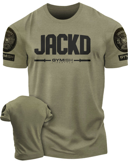 140. Jackd Funny Motivational Workout Gym T-Shirt for Men T-Shirt Military with Sleeve Logo T-Shirt GYMISH LIFESTYLE