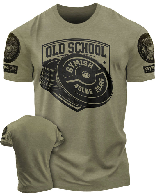 147. Old School Funny Motivational Workout Gym T-Shirt for Men T-Shirt Military with Sleeve Logo T-Shirt GYMISH LIFESTYLE